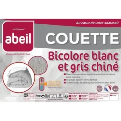 ABEIL Couette Tempérée BICOLORE 200x200cm - Blanc & Gris Chiné -TODAY || DODO || Vision Soldes Boutique abeil couette temperee bicolore 200x200cm blanc gris chine 3087880022435 513865