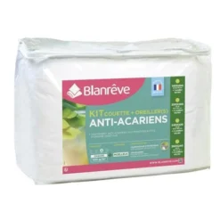 BLANREVE Pack Couette Chaude Et Oreiller Percale - Anti-acariens - 200x200cm