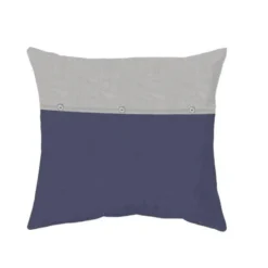 COTE DECO Taie D'Oreiller 100% Coton Lavé 65x65 Cm - Bleu Navy Et Gris éléphant