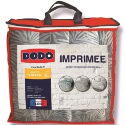 Couette Imprimée Palme 220 X 240 Cm - Tempérée - 100% - Polyester - 2 Personnes - Blanc - DODO