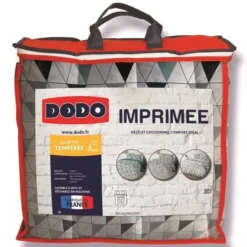 Couette Imprimée Triangle 220 X 240 Cm - Tempérée - 100% Polyester - 2 Personnes - Blanc - DODO