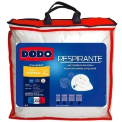 DODO Couette Tempérée 300g/m² COOL'IN 200x200 Cm Blanc