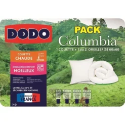 DODO Pack COLUMBIA - 1 Couette Chaude 140x200cm + 1 Oreiller 60x60cm -TODAY || DODO || Vision Soldes Boutique dodo pack columbia 1 couette chaude 140x200cm 1 oreiller 60x60cm 3307410008457 659892