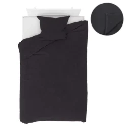 Ensemble De Literie 4 Pcs Molleton Anthracite 140x200/60x70 Cm