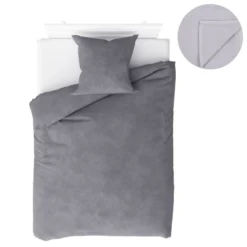 Ensemble De Literie 4 Pcs Molleton Gris 140x200/60x70 Cm