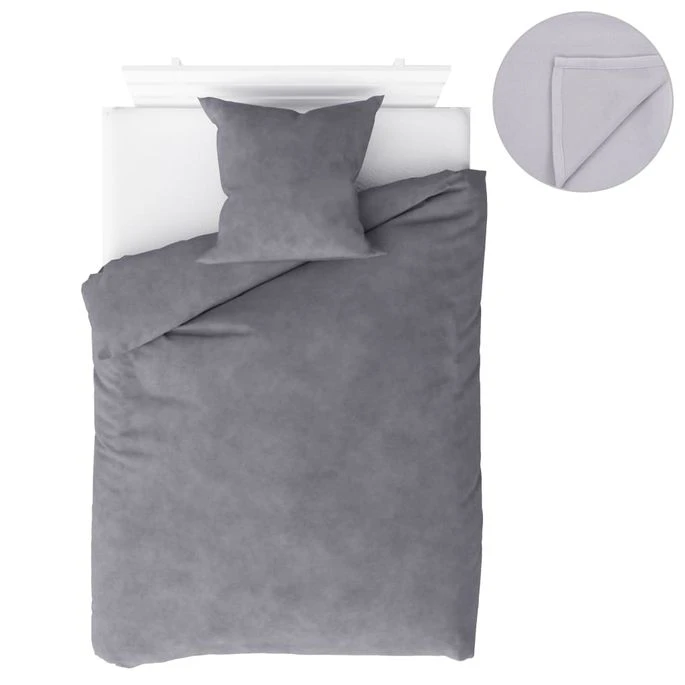 Ensemble De Literie 4 Pcs Molleton Gris 140x200/60x70 Cm 1 Ensemble De Literie 4 Pcs Molleton Gris 140x200/60x70 Cm