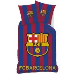 FC BARCELONA Parure De Couette 100% Coton - 1 Housse De Couette 140x200 Cm + 1 Taie D'Oreiller 63x63 Cm