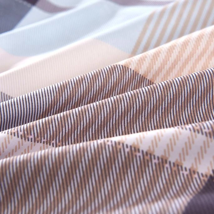 Jeu De Housse De Couette Carreaux Kaki 135x200/80x80 Cm 2 Jeu De Housse De Couette Carreaux Kaki 135x200/80x80 Cm – Image 2