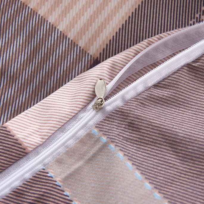 Jeu De Housse De Couette Carreaux Kaki 135x200/80x80 Cm 3 Jeu De Housse De Couette Carreaux Kaki 135x200/80x80 Cm – Image 3