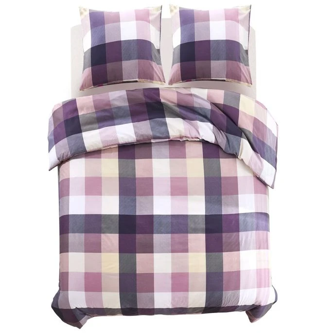 Jeu De Housse De Couette Carreaux Violet 200x220/60x70 Cm 1 Jeu De Housse De Couette Carreaux Violet 200x220/60x70 Cm