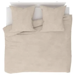 Jeu De Housse De Couette Molleton Beige 200x200/80x80 Cm
