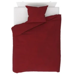 Jeu De Housse De Couette Molleton Bordeaux 140x220/60x70 Cm