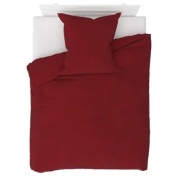 Jeu De Housse De Couette Molleton Bordeaux 155x200/80x80 Cm