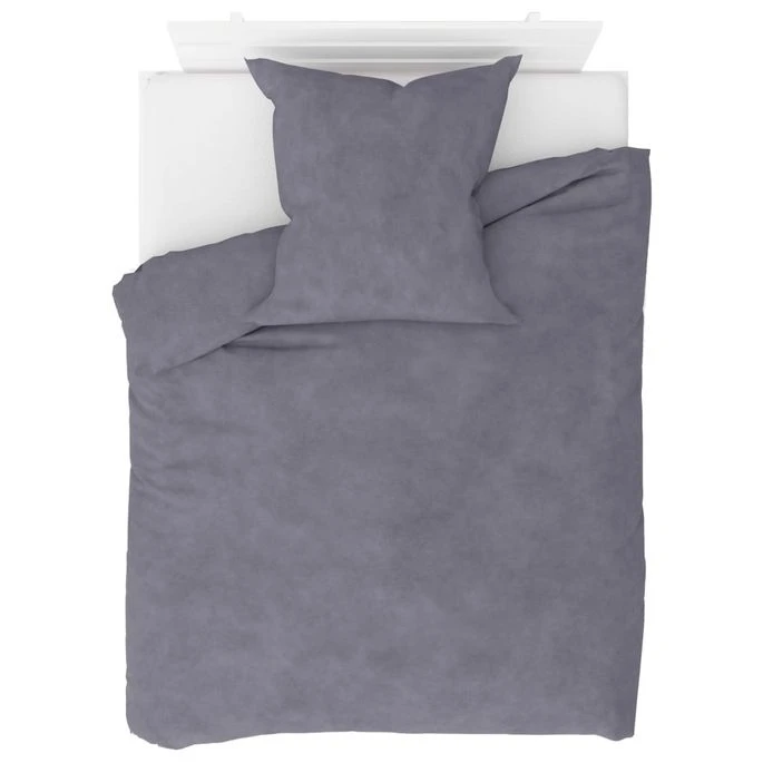 Jeu De Housse De Couette Molleton Gris 155x200/80x80 Cm 1 Jeu De Housse De Couette Molleton Gris 155x200/80x80 Cm