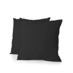 Lot De 2 Taies Carrées 100% Coton - Noir - 63x63 Cm -TODAY || DODO || Vision Soldes Boutique lot de 2 taies carrees 100 coton noir 63x63 cm 5037632613426 1245776