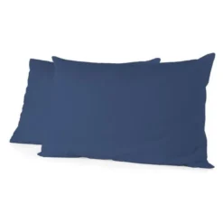 LOVELY HOME Lot De 2 Taies De Traversin - 85 X 185 Cm - 100% Coton - Bleu