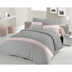 LOVELY HOME Parure De Couette Coton SCANDI Rose 240x260cm
