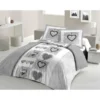 LOVELY HOME Parure De Couette Coton SWEET HEART Gris 200x200cm