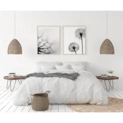 LOVELY HOME Parure De Couette En 100% Lin 220x300 Cm + 1 Drap Housse 140 X 190 Cm + 2 Taies 65x65cm - Coloris Blanc