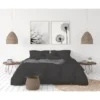 LOVELY HOME Parure De Couette En 100% Lin 220x300 Cm + 1 Drap Housse 140 X 190 Cm + 2 Taies 65x65cm - Coloris Gris Anthracite