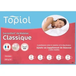 Sur-matelas 180x200 - Fibre Creuse Siliconnée 500 Gr/m² - Fabrication Française - TOPIOL By DODO -TODAY || DODO || Vision Soldes Boutique sur matelas 180x200 fibre creuse siliconnee 500 gr m fabrication francaise topiol by dodo 3307412965741 486285