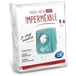 SWEET NIGHT Protege Matelas Imperméable - 140 X 190/200 Cm - Blanc
