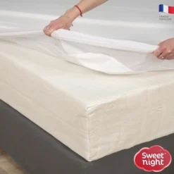 SWEET NIGHT Protege Matelas Imperméable - 180 X 200 Cm - Blanc -TODAY || DODO || Vision Soldes Boutique sweet night protege matelas impermeable 180 x 200 cm blanc 3377720105122 762310