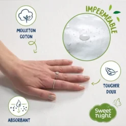 SWEET NIGHT Protege Matelas Imperméable Anti-acariens Traitement Végétal Greenfirst - 180 X 200 Cm - Blanc -TODAY || DODO || Vision Soldes Boutique sweet night protege matelas impermeable anti acariens traitement vegetal greenfirst 180 x 200 cm blanc 3377720104729 759834