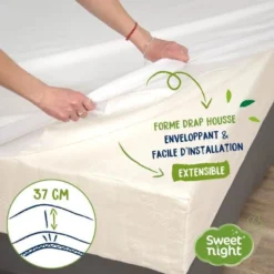 SWEET NIGHT Protege Matelas Imperméable Anti-acariens Traitement Végétal Greenfirst - 180 X 200 Cm - Blanc -TODAY || DODO || Vision Soldes Boutique sweet night protege matelas impermeable anti acariens traitement vegetal greenfirst 180 x 200 cm blanc 3377720104729 759835