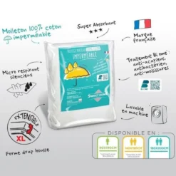 SWEETHOME Protege-matelas 100% Coton - Imperméable - Anti-acariens - 140x190/200 Cm -TODAY || DODO || Vision Soldes Boutique sweethome protege matelas 100 coton impermeable anti acariens 140x190 200 cm 3377720104217 513945