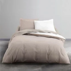 TODAY Charlie Parure De Lit Coton 1 Personne - 140 X 200 Cm - Bicolore Blanc Et Beige