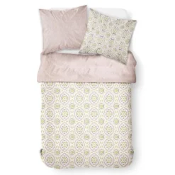 TODAY Parure De Couette 100 % Coton 240x260cm SUNSHINE #3.29 - Rose Et Jaune -TODAY || DODO || Vision Soldes Boutique today parure de couette 100 coton 240x260cm sunshine 3 29 rose et jaune 3574641045357 424453