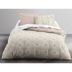 TODAY Parure De Couette 100 % Coton 240x260cm SUNSHINE #3.29 - Rose Et Jaune -TODAY || DODO || Vision Soldes Boutique today parure de couette 100 coton 240x260cm sunshine 3 29 rose et jaune 3574641045357 424454