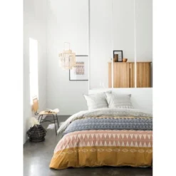 TODAY Parure De Couette 220x240 + 2 Taies D'oreiller 65x65 Cm - 100% Coton - Gris Ethnique SUNSHINE 4.21