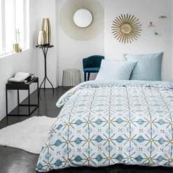 TODAY Parure De Couette Sunshine #2.60 - 100% Coton - 220 X 240 Cm - Bleu Et Blanc