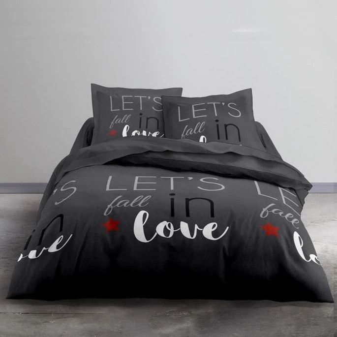 TODAY Parure De Lit Coton Love - 2 Personnes - 240 X 260 Cm - Imprimé Gris 1 TODAY Parure De Lit Coton Love - 2 Personnes - 240 X 260 Cm - Imprimé Gris