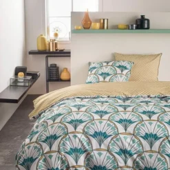 TODAY Parure De Lit SUNSHINE 5.48 - 2 Personnes - 220 X 240 Cm Coton - Imprimé Vert Floral TODAY