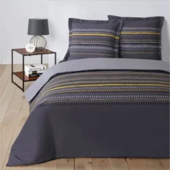 VISION Parure De Couette Gaspard 100% Coton - 220 X 240 Cm - Gris Anthracite